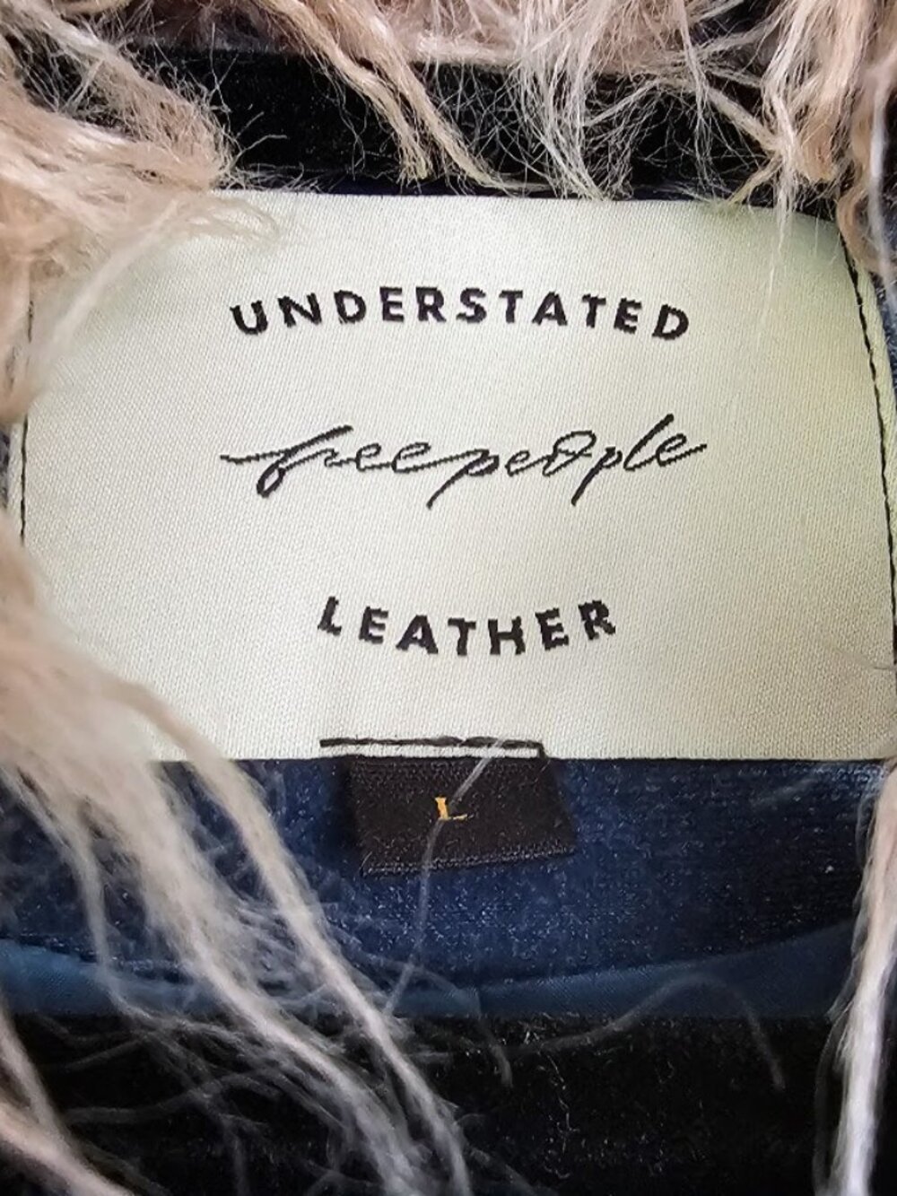 Free People Moon Glow Coat Sapphire Blue Velvet Faux Fur - L - Picture 7 of 7